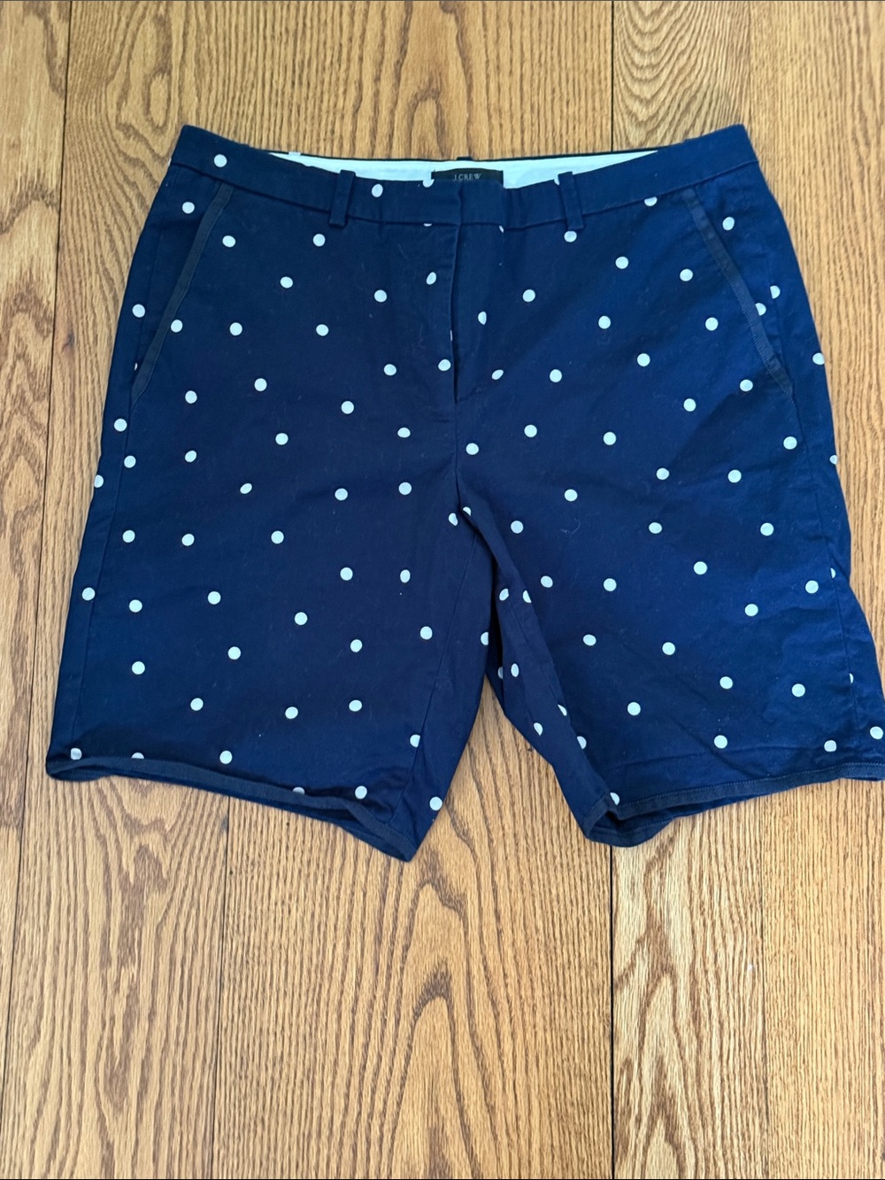 J. Crew Navy Shorts with White Polka Dots